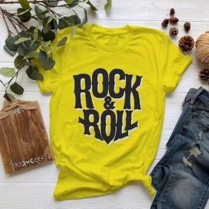 Rock N Roll Vintage Tee T-Shirt XS/S Bright Yellow NIP